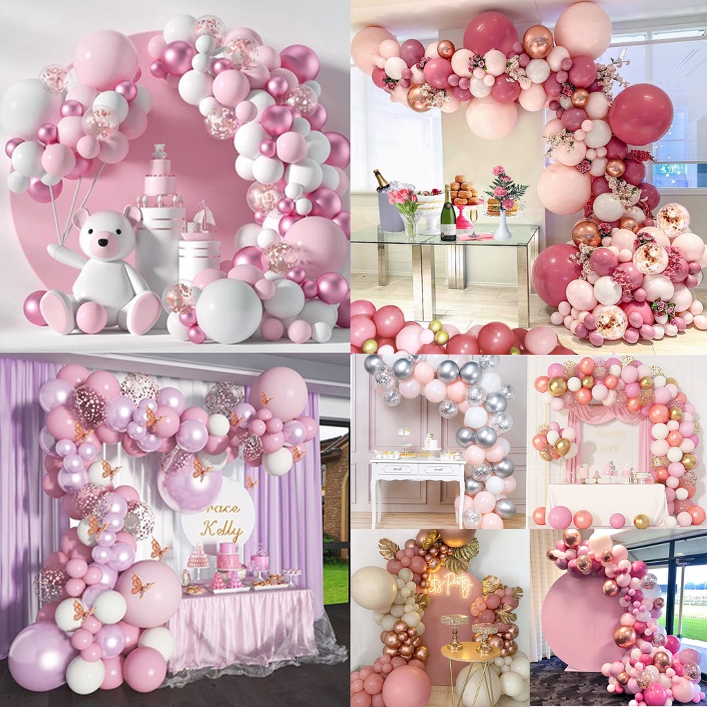 Pink White Metallic Balloon Set Confetti Balloon Arch Set Balloon Garland  Kit Baby Shower Background Decoration Wedding Decoration Home Decor  Birthday Party Decoration | Shopee Singapore