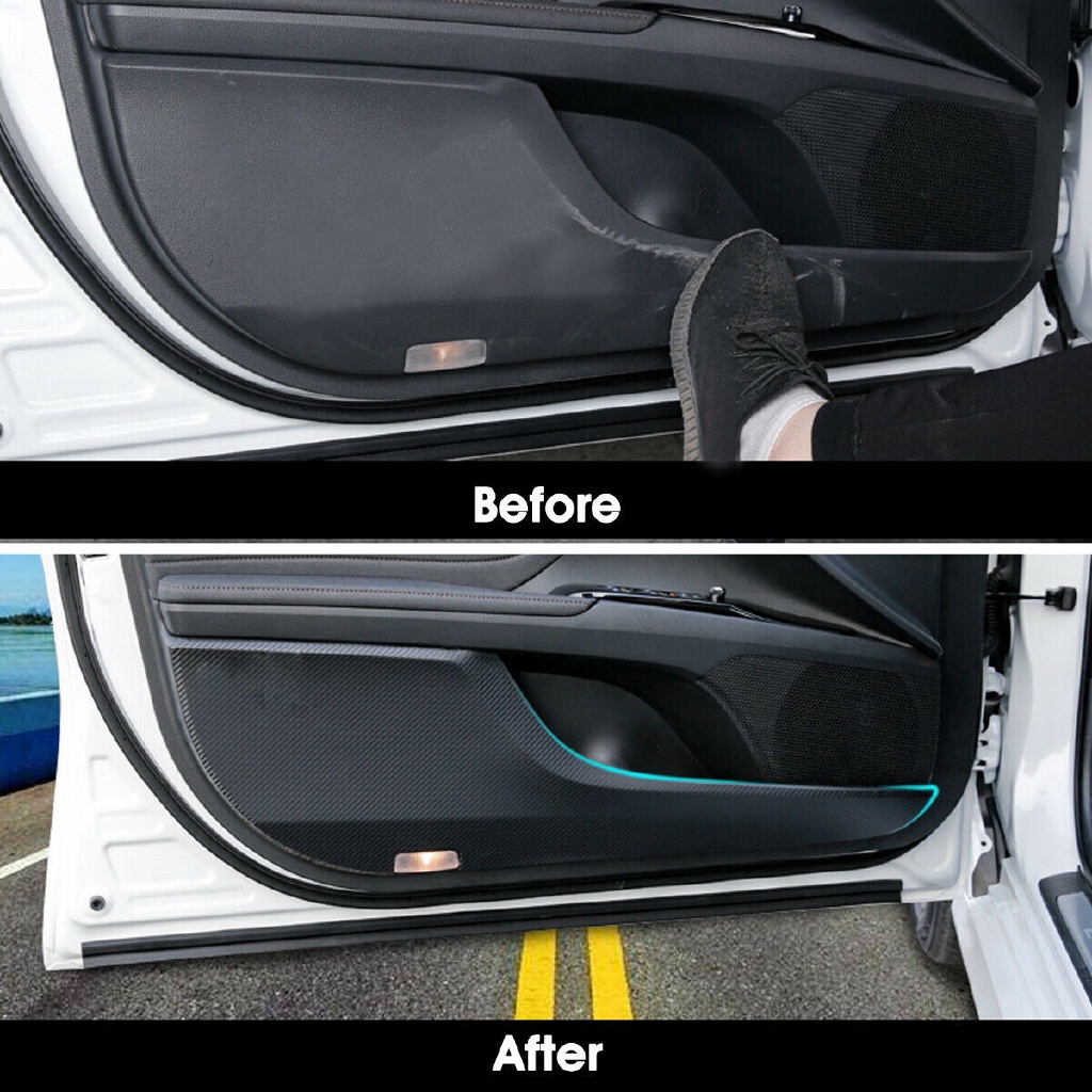 Carbon Fiber leather Storage Box Anti Kick Pad Trim For Subaru Forester 2019