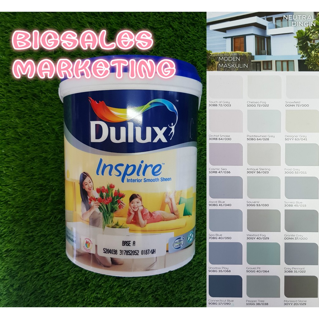 Shop Malaysia 5 Litre Ici Dulux Inspire Interior Smooth Sheen Paints Greys Shopee Singapore