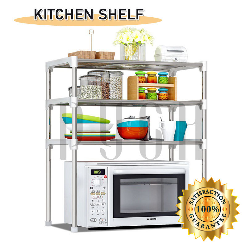 【Ready Stock】2/3-Tier Storage Rack Metal Kitchen Microwave ...