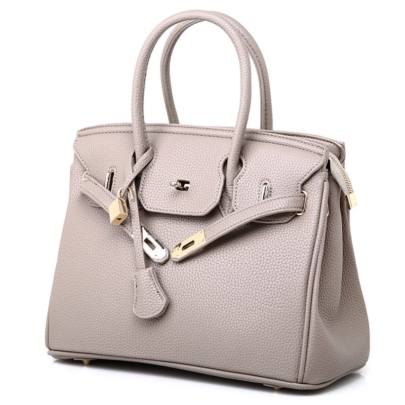 Litchi Pattern Handbag Fashion Large Shoulder Fiagonal Package Hit Color Mother Bag