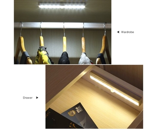 Smart Motion Sensor Night Light 10 LEDs 190mm Human body induction for Bed Cabinet Wardrobe Wall Lamp #6