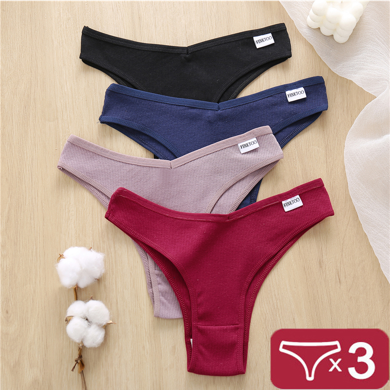 Cotton Brazilian Panties Women Sexy V Waist G-String Underwear Female T-back Underpants M-XL Lady Bi