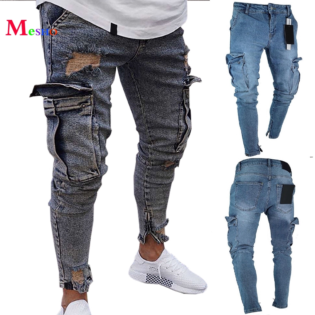 Mens Ripped Skinny Jeans Destroyed 