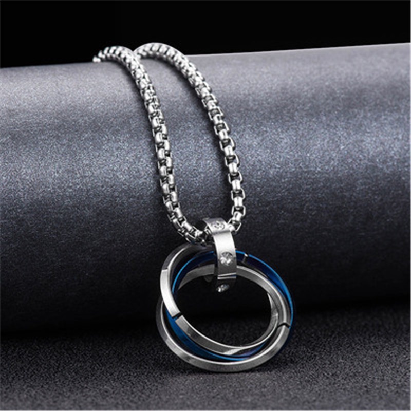 Three Ring Ring Necklace Titanium Steel Necklace Multi Ring Necklace O Ring Chain Shaped Pendant Shopee Singapore