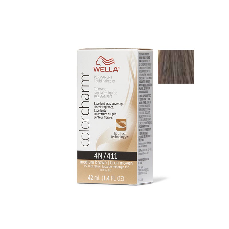 Wella Color Charm Permanent Liquid Hair Color 4n 411 Medium Brown