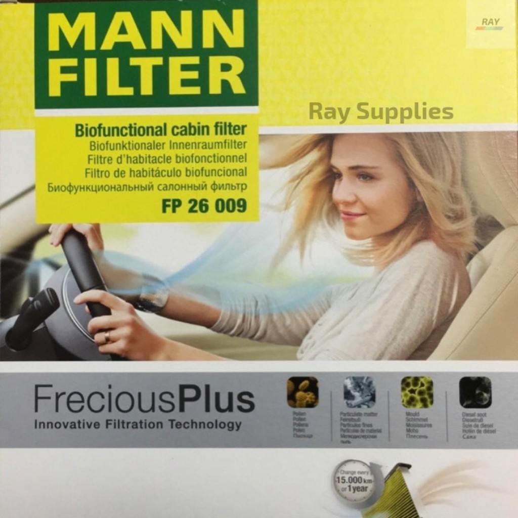 MANN FP26009,FreciousPlus Biofunctional cabin filter,AUDI A3 + Cabriolet  (8VA/8VS/8V7) Q2 (GA) Q3 (F3) TT /TTS Tiguan II | Shopee Singapore