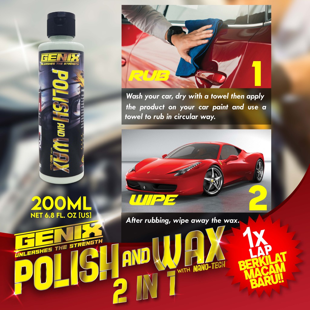 [Shop Malaysia] car polish & wax 2 in 1 scratch remover super easy super shine 200ml