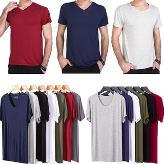 Image of bamboo fibre L-6XL T shirt Men Cotton Soft Comfy Undershirts Short Sleeve Tees Casual Summer Loose Tshirt Plus Size