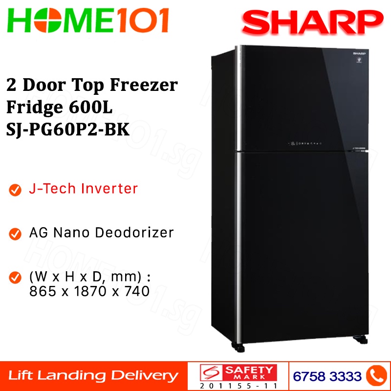 Sharp 2 Door Top Freezer Fridge 600L SJPG60P2 Shopee Singapore