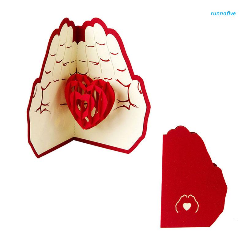 Cozy Carte De Voeux 3d Pop Up Love In Hands Anniversaire Bonne Chance Valentine Noel Shopee Singapore