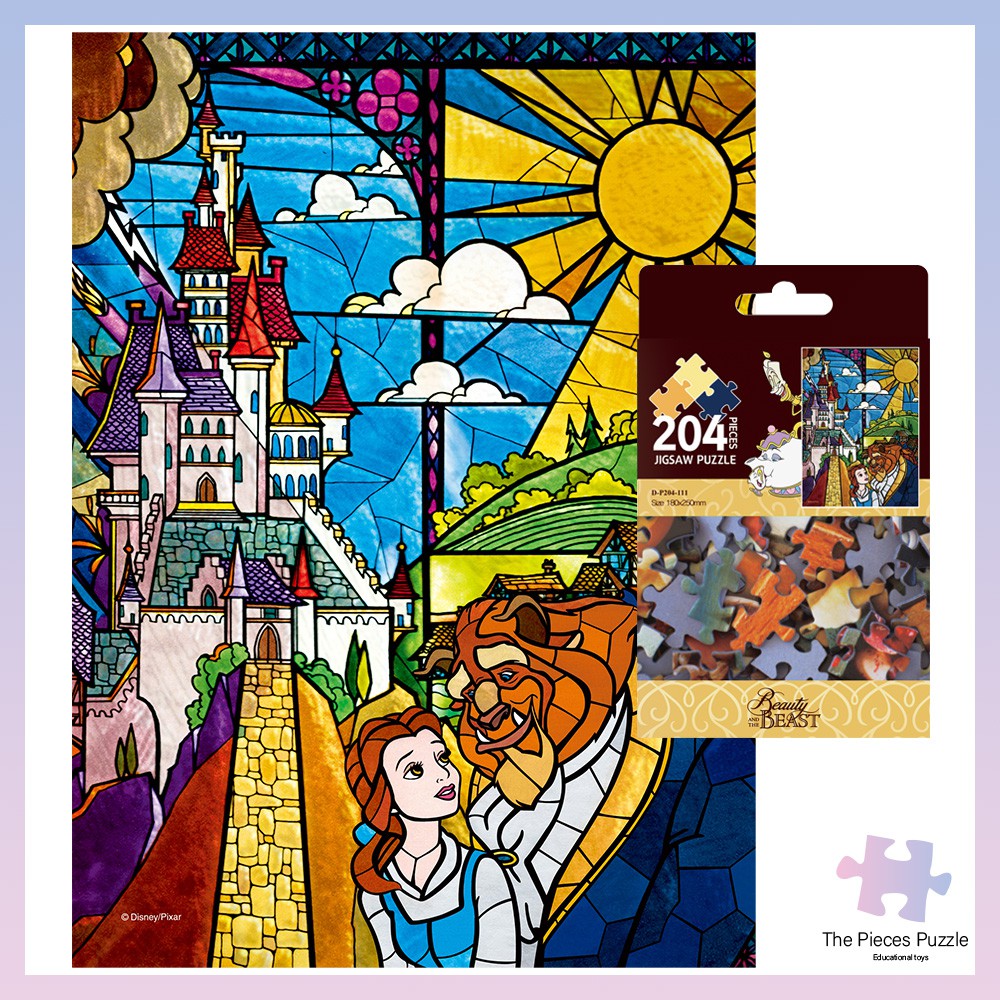 Disney Beauty and the Beast Jigsaw Puzzle 204 Pieces Glass Art Version Small Size Fancy Puzzle