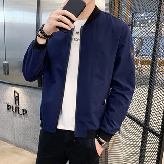 Image of Autumn new jacket men's thin jacket men's jacket stand-up collar tide brand casual baseball collar