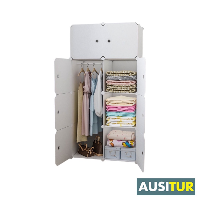 Portable Wardrobe Plastic Clothes Storage Home / Bedroom Multi