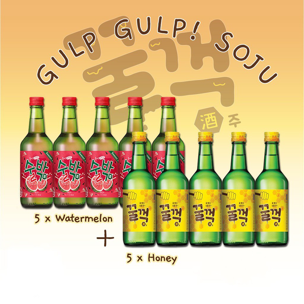 (Bundle of 10) Soju Honey and Red Watermelon Soju (360mlx10) Shopee
