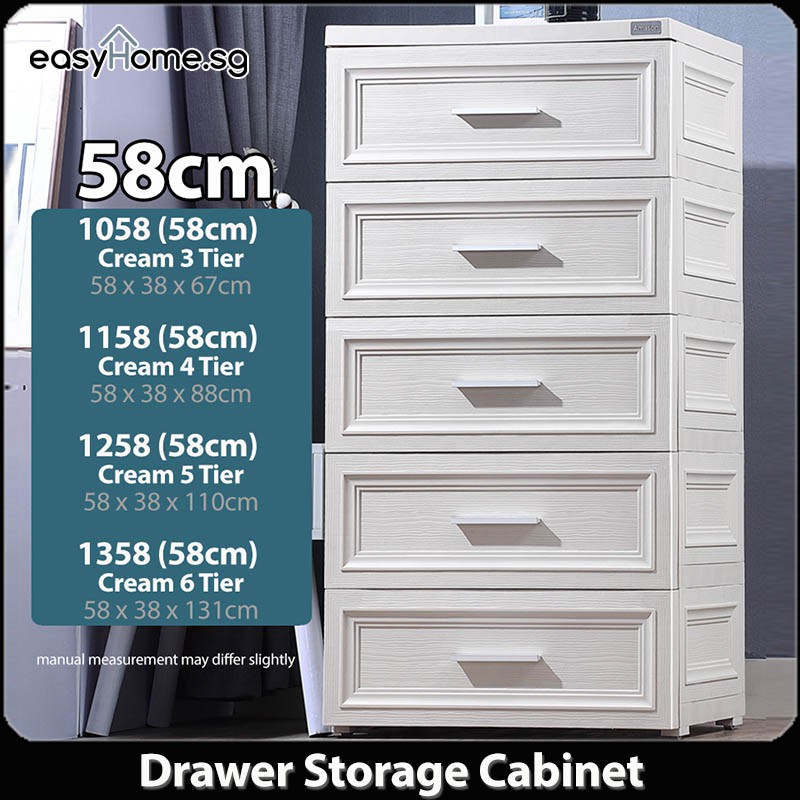 Easyhome.sg Modern Cabinet Drawer 48 58 / Wardrobe Home Organizer Storage Shelf Clothes Rack Closet