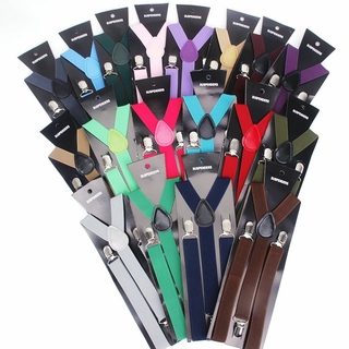 Image of Ready stock unsiex Elastic Suspender Men's 3 Clips Vintage For Trousers Wedding party accessories 38 Colors