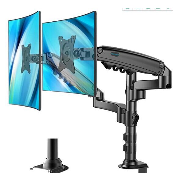 MountIt! Dual Monitor Stand Double Monitor Free Standing Desk Mount