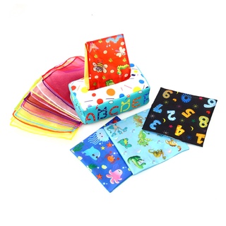 【SG】My First Baby Tissue Box Soft Stuffed High Contrast Crinkle Montessori Square Sensory Toys Juggling Rainbow Dance Sc #5