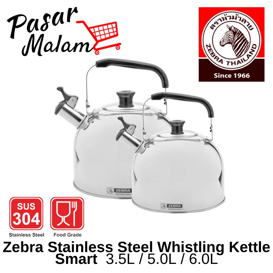 ZEBRA STAINLESS STEEL WHISTLING KETTLE, SMART, (2 SIZES AVAILABLE IN 3