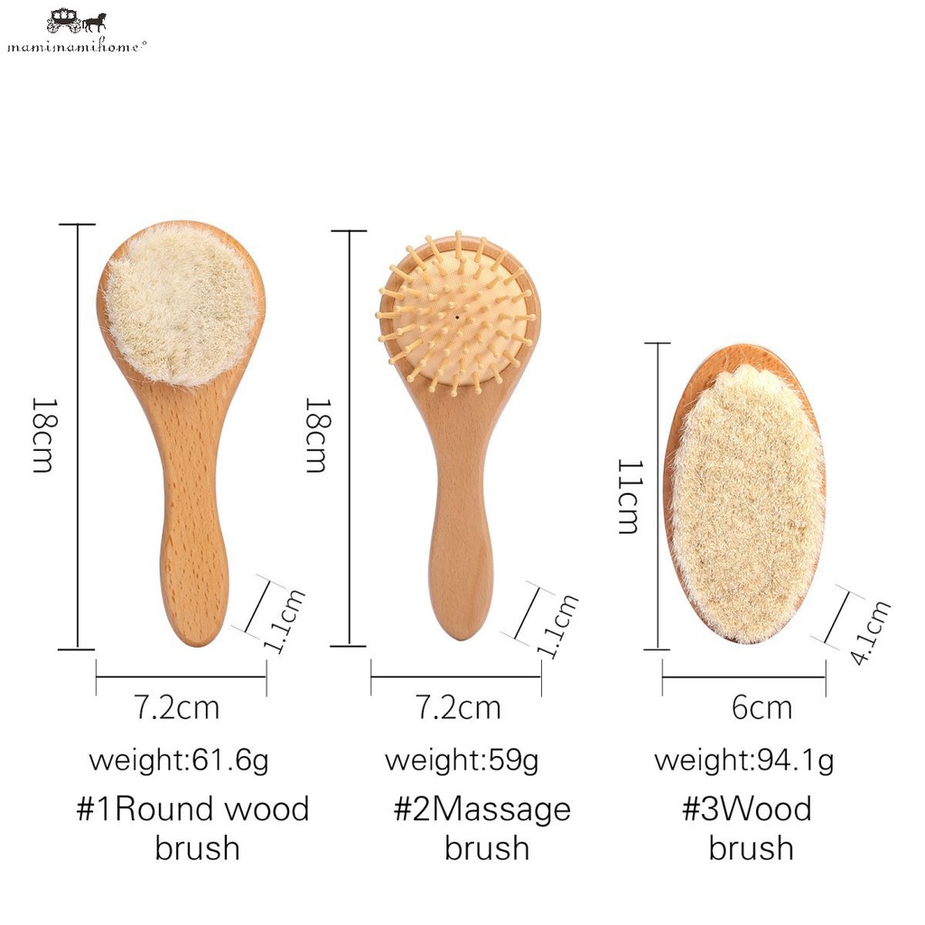 1pc  Baby Hair Comb Wooden Handle Natural Soft Wool Brush Infant Head Massager Baby Girl Bath Care Newborn Gift