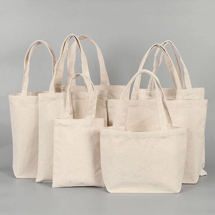 Large Plain Creamy White Canvas Shopping Bags,Foldable Reusable Fabric ...