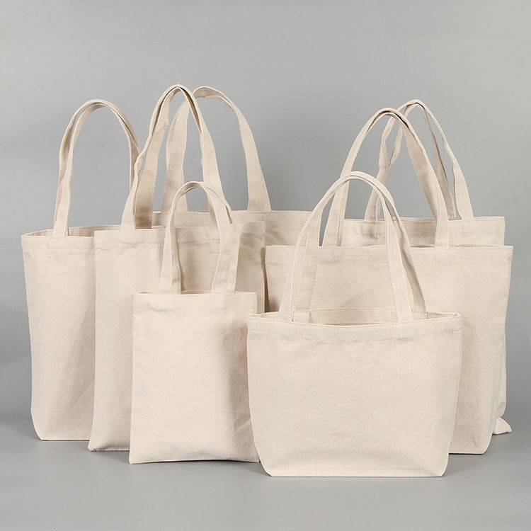 Large Plain Creamy White Canvas Shopping Bags,Foldable Reusable Fabric