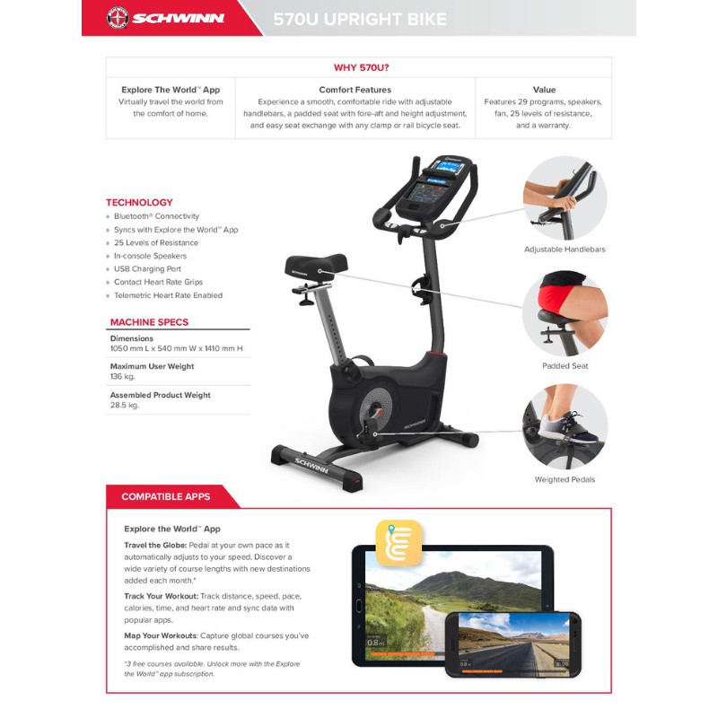 schwinn 570u upright exercise bike