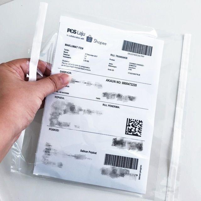 Shop Malaysia 50pcs 100pcs Poslaju Pocket Pouch Consignment Note Courier Address Plastic Flyer Pocket 3x Shopee Singapore