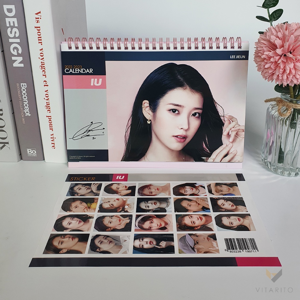 Iu Calendar 2022 2023 2022-2023 💖Iu💖 Photo Desk Calendar Pink Ver. Sticker Set Included |  Shopee Singapore