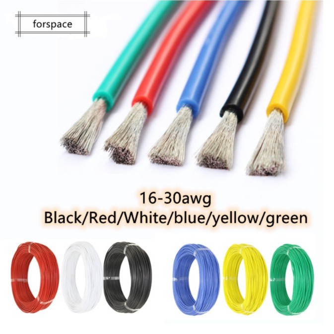 10m Soft Silicon Cable Wire 24AWG Heatproof Flexible Black/White/Red/Green/Blue 