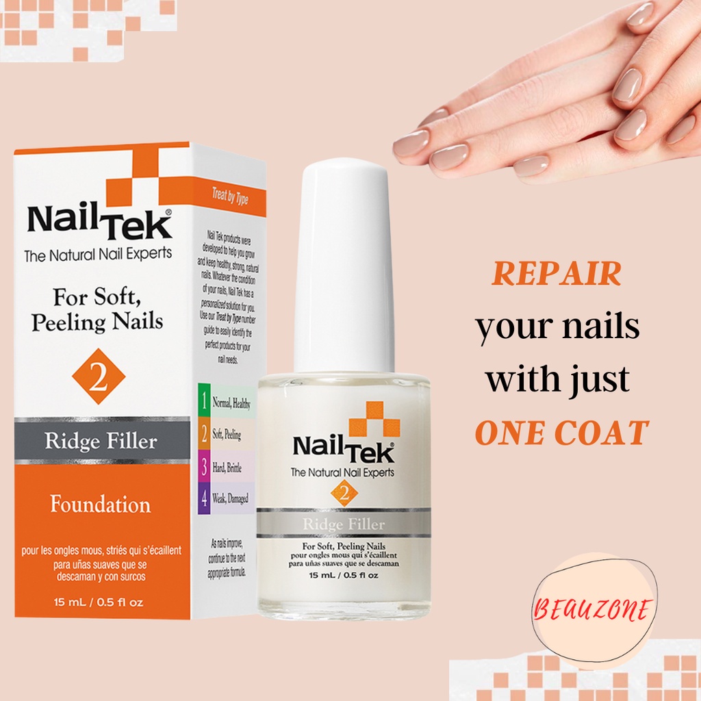 Nail Tek Ridge Filler Foundation II 15ml For Soft, Peeling Nails