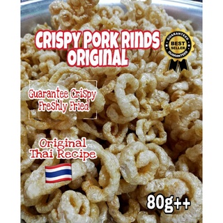 BEST SELLER!!️ Thai homemade Crispy Pork Rinds/fried crispy pork skins/炸猪皮/KETO/NON-HALAL PRODUCT(80g)
