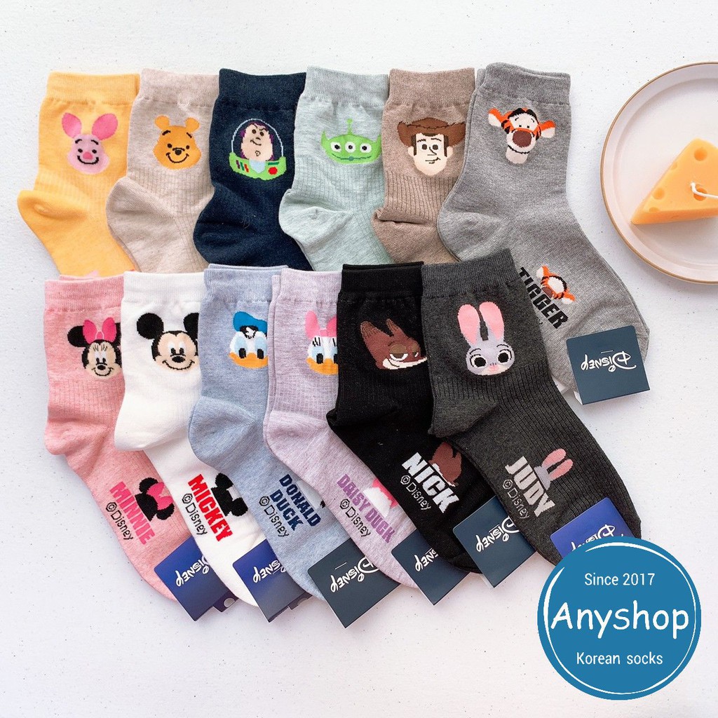 Anyshop Korean Socks Disney Pooh Three-Eyed Monster Woody Mid-Tube ...