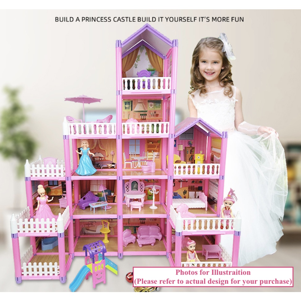 [SG STOCKS] DIY Princess Large Size Dollhouse Villa Castle Pretend ...