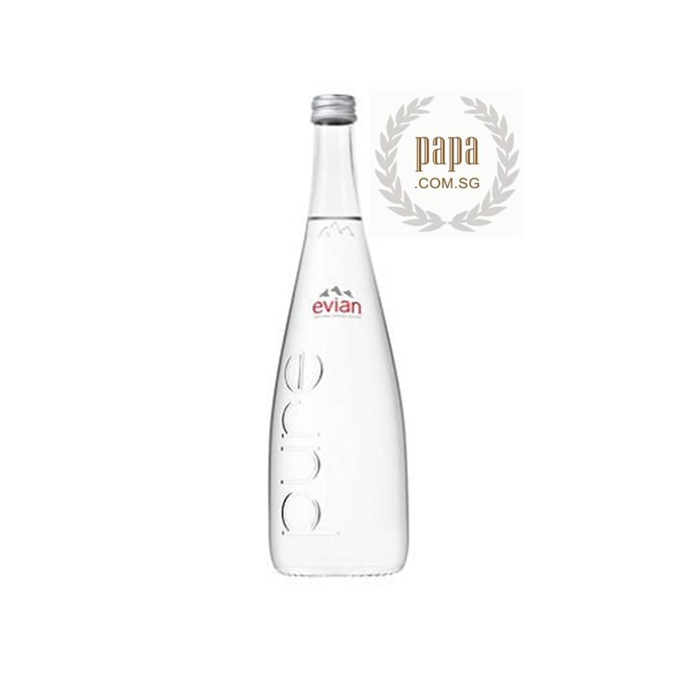 Evian Natural Still Mineral Water France (Glass Bottle) 750ml x 12
