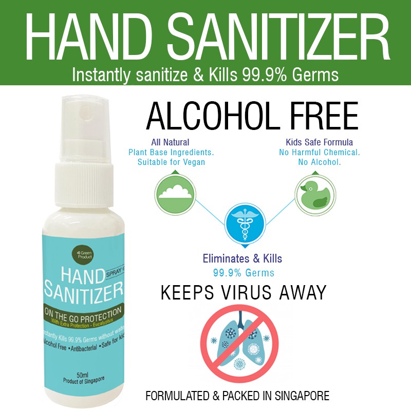 [SG Seller] Hand Sanitizer Spray Eucalyptus 50ml Natural and Safe Kills