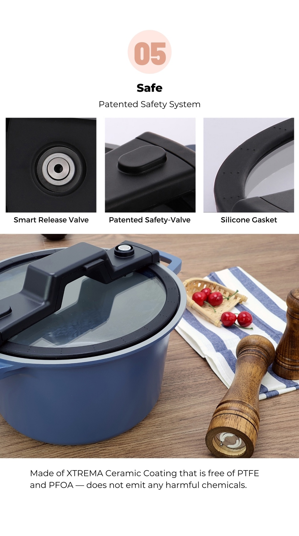 NEOFLAM SmartCook 24cm Low Pressure Cooker (Pink) │ NonStick Xtrema