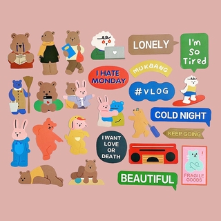 50 pcsset cute color korean bear stationery sticker travel journal