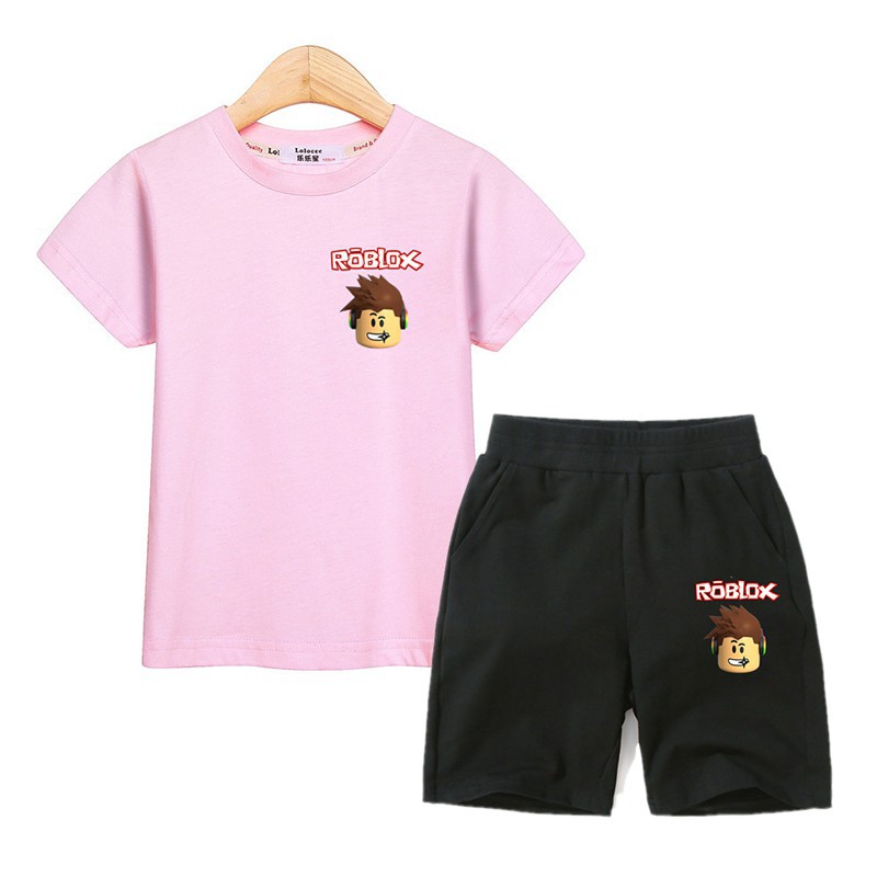 Fashion Top Bottoms Roblox Set Kids Clothes T Shirt Pant Boy Girl Suit Shopee Singapore - suits roblox