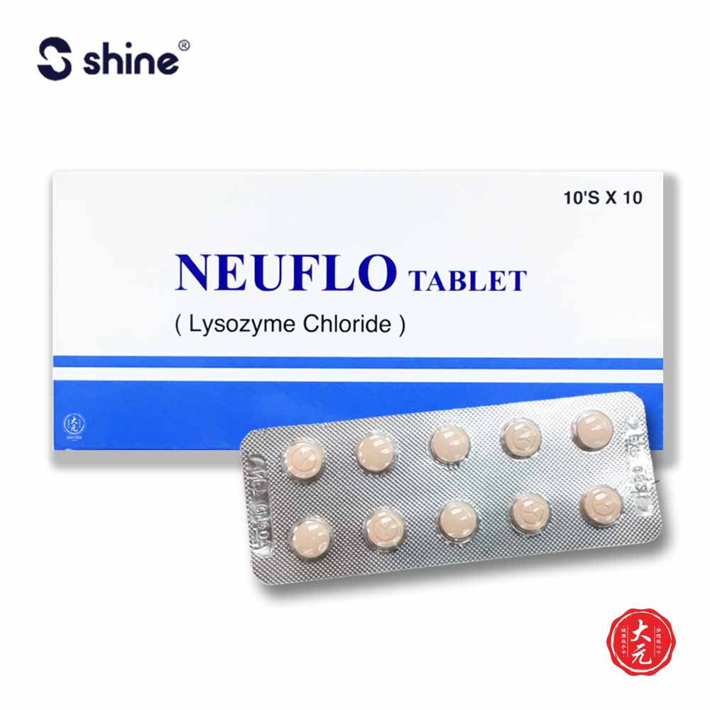 NEUFLO Tablet • Lysozyme Chloride 90mg • 10 Tablets x 10 Strips