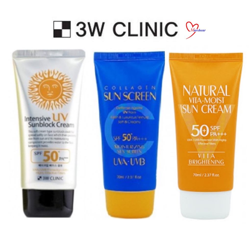 3w Clinic Intensive Uv Sun Block Cream Collagen Sunscreen Natural Vita Moist Multi Protection Sun Cream