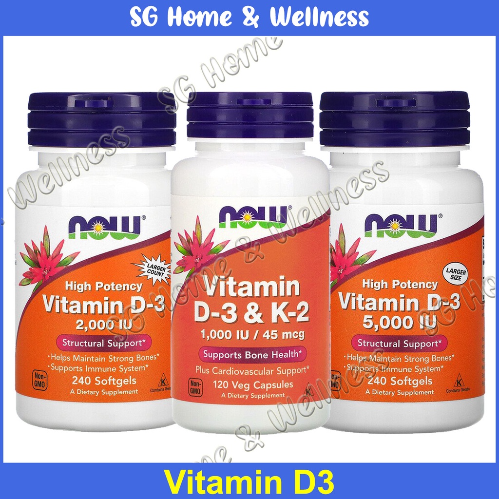 Now Foods Vitamin D 3 D3 1000 Iu 2000 Iu 5000 Iu 120 180 240 Softgels D 3 And K 7963