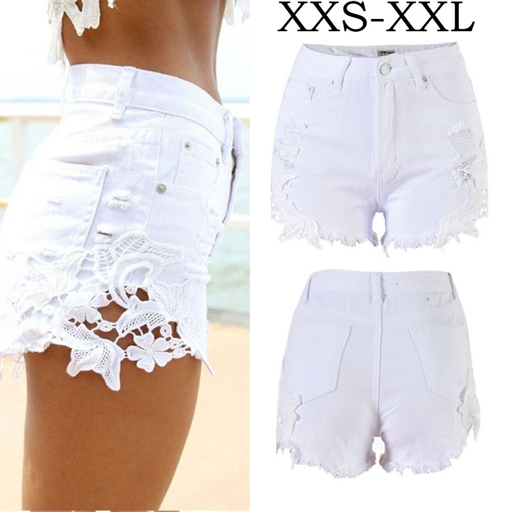 plus size jean shorts with lace