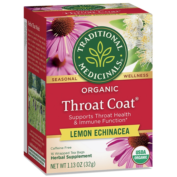 Traditional Medicinals, Organic Throat Coat, Lemon Echinacea, Caffeine