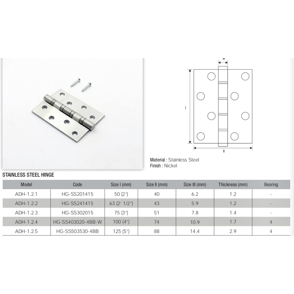 ecoWARE Stainless Steel Hinge (2 Inch 4 Inch) Shopee Singapore