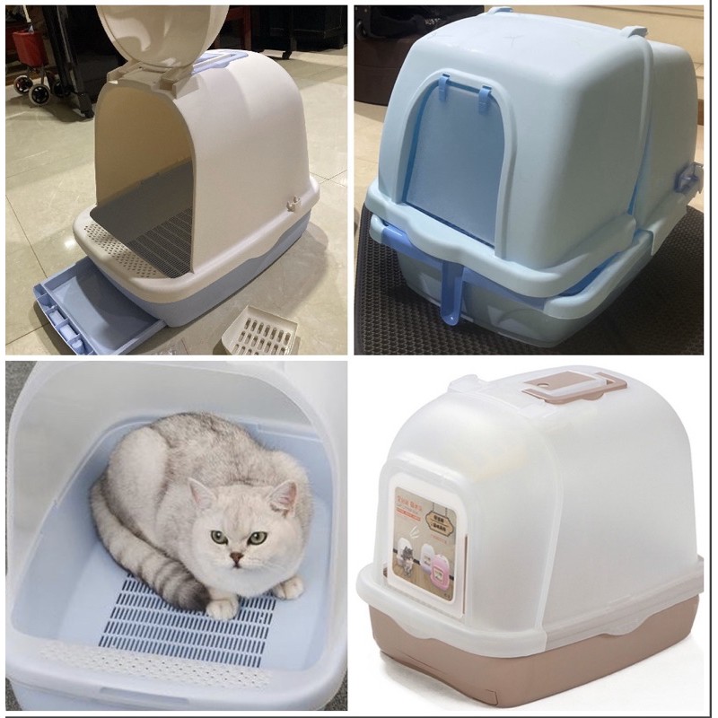 big cat litter box with easy open hood sieve pull out tray Shopee