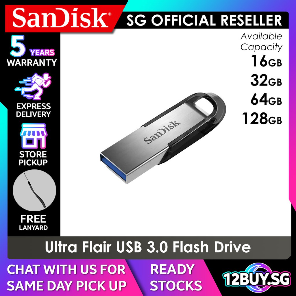SanDisk Ultra Flair USB 3.0 Thumb Drive Flash Drive Pen Drive CZ73 16GB 32GB 64GB 128GB 12BUY.MEMORY