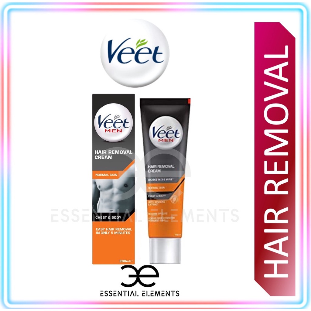 Veet Men Hair Removal Cream 200ml Normal Skin Chest And Body Shopee Singapore 