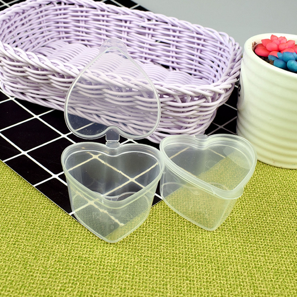 30pcs Heart Shaped Transparent Plastic Slime Cups